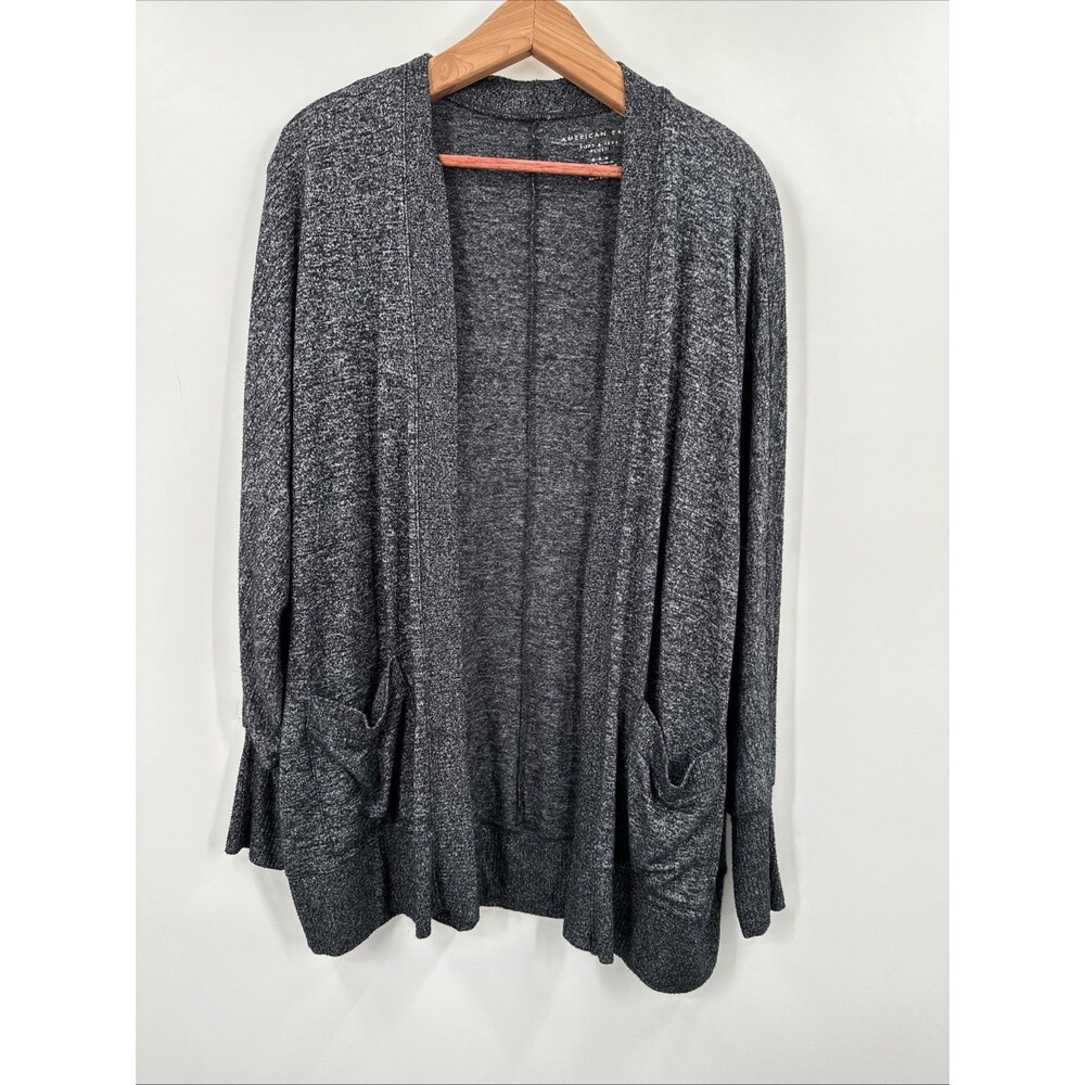 American Eagle Cardigan Medium Soft & Sexy Long Sleeve Dolman Open Relaxed Gray